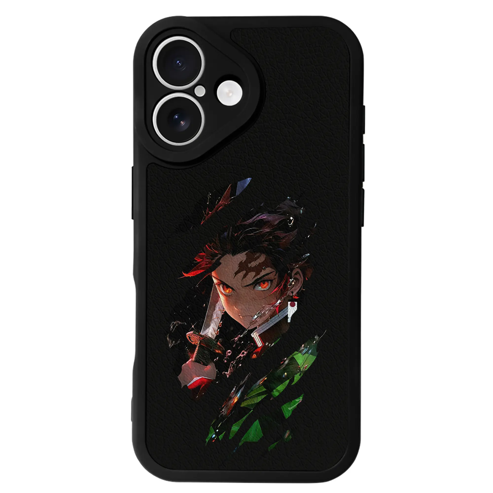 鬼滅の刃 グッズ,竈門 炭治郎 - IPhone 16シリーズ対応 ・ シリコンスマホケース ・ レザー調 ・ 高精度フィット ・ 耐衝撃 ・ ワイヤレス充電対応 ・ 精密カット